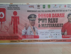 Besok, PWI Riau Gelar Baksos Donor Darah Sempena HPN dan HUT ke-77 PWI