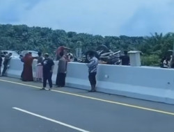 Kecelakaan di Tol Permai Pekanbaru – Dumai: Mobil Pajero Terguling Akibat Pecah Ban, Tidak Ada Korban Jiwa